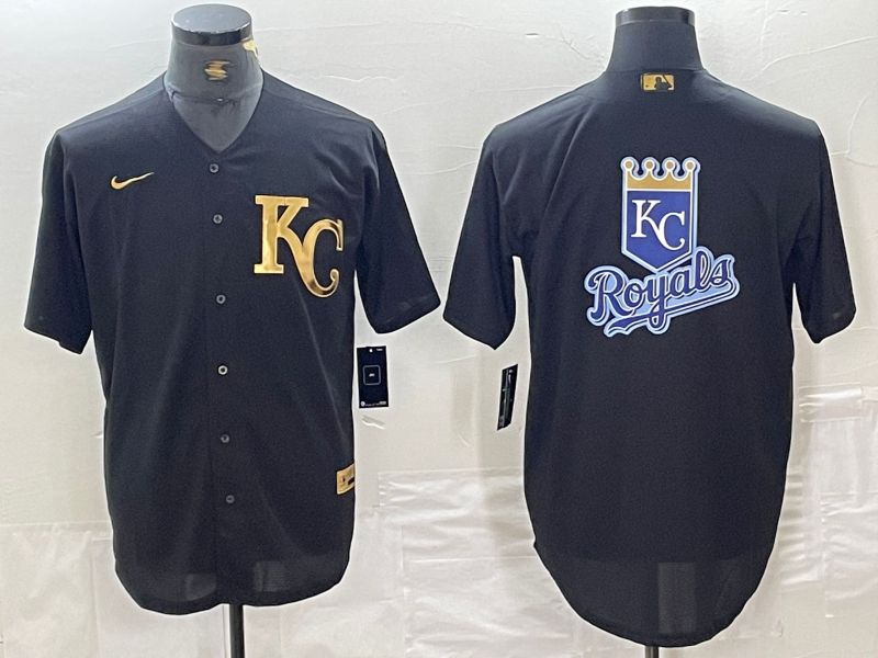 Men Kansas City Royals Blank Black gold 4 th generation Nike 2024 MLB Jersey style 3